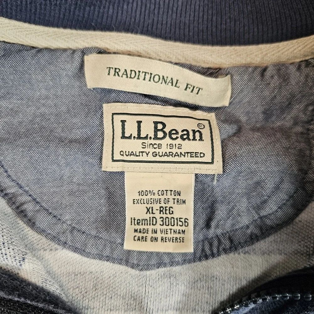LL Bean Pullover Quarter Zip Mens XL Traditional Fit Striped Y2K Preppy‎